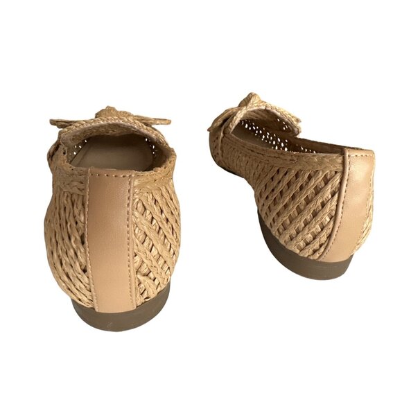 Charles David Finite Natural Woven Raffia Loafers Bow Detail Oval Toe Size 8.5 - Picture 5 of 7